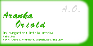 aranka oriold business card